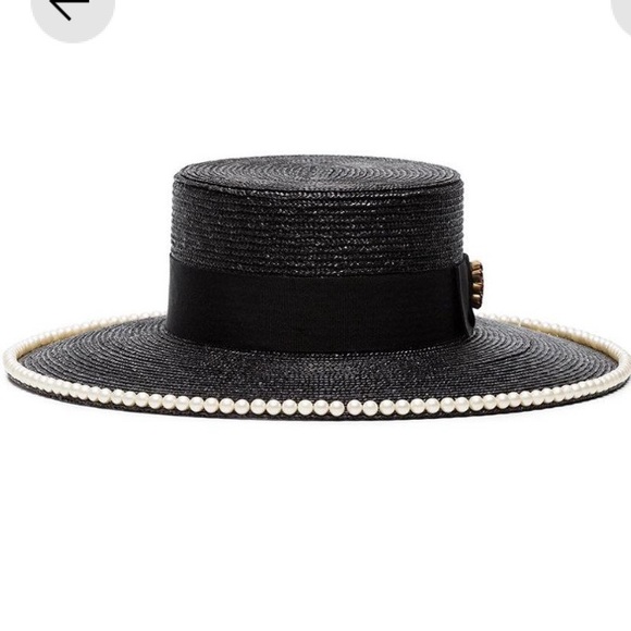 GUCCI STRAW PEARLS EMBELLISHED NOTTE HAT - Picture 4 of 10